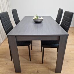 KOSY KOALA Dining Table & 4 Chairs Black Dark Grey Leather Chairs Wood Dining Set Furniture in Brown - thumbnail 8