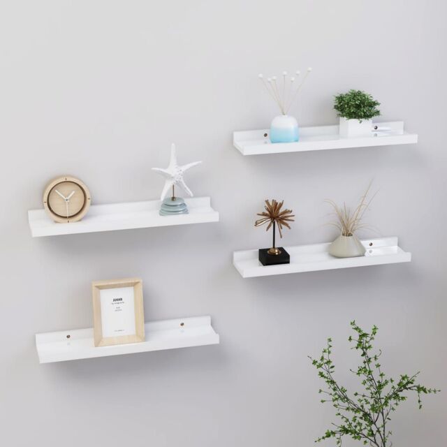 Berkfield Home Wall Shelves 4 pcs High Gloss White 40x9x3 cm - Size: 40 x 9 x 3 cm - image 1