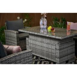 Furniture Maxi Outdoor Garden 6-seater Rattan Sofa Set With Lift Up Dining Table in Grey - thumbnail 8