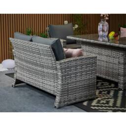 Furniture Maxi Outdoor Garden 6-seater Rattan Sofa Set With Lift Up Dining Table in Grey - thumbnail 3