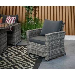 Furniture Maxi Outdoor Garden 6-seater Rattan Sofa Set With Lift Up Dining Table in Grey - thumbnail 7