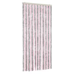 Berkfield Home Fly Curtain Silver Grey & Pink 90x200 cm Chenille - thumbnail 2
