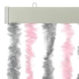 Berkfield Home Fly Curtain Silver Grey & Pink 90x200 cm Chenille - thumbnail 4