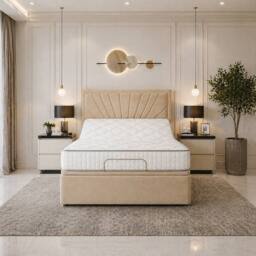 PARADISE BEDS LTD Back Care Electric Adjustable Mobility Bed with Mattress in Beige - Size: King - thumbnail 3