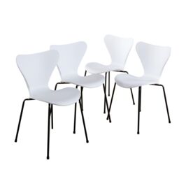 Home Source Trinity Table & 4 Penny Chairs Dining Set White Top Wooden Legs - thumbnail 4