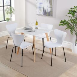 Home Source Trinity Table & 4 Penny Chairs Dining Set White Top Wooden Legs - thumbnail 1
