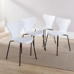 Home Source Trinity Table & 4 Penny Chairs Dining Set White Top Wooden Legs - thumbnail 3