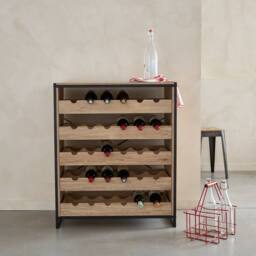 sweeek 5-shelf Wine Rack With Metal & Wood-effect in Light Brown