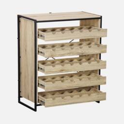 sweeek 5-shelf Wine Rack With Metal & Wood-effect in Light Brown - thumbnail 2