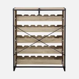 sweeek 5-shelf Wine Rack With Metal & Wood-effect in Light Brown - thumbnail 4
