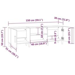 Berkfield Home TV Cabinet Concrete Grey 150x30x50 cm Engineered Wood - Size: 150 x 30 x 50 cm - thumbnail 8