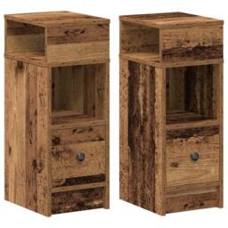 Berkfield Home Bedside Cabinets 2 pcs with Drawer Old Wood 25x31x66 cm in Brown - Size: 25 x 31 x 66 cm - thumbnail 1