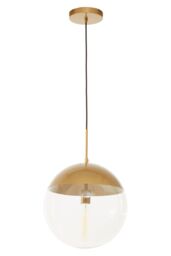 Orsina Black Finish Pendant Light With Glass Shade, Rounded Hanging Lamp With Chrome Cord, Circular Hanging Fixture in Gold - thumbnail 6