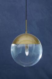 Orsina Black Finish Pendant Light With Glass Shade, Rounded Hanging Lamp With Chrome Cord, Circular Hanging Fixture in Gold - thumbnail 3