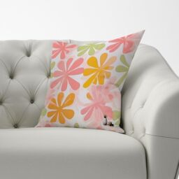 Warren Reed - Designer Yellow & Pink Flowers Cushions - Size: 60 cm x 60 cm - thumbnail 2