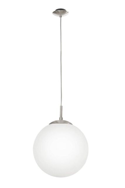 Eglo Rondo Glass & Metal 1 Light Ceiling Pendant in White - image 1