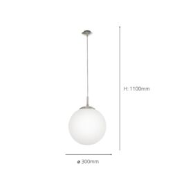 Eglo Rondo Glass & Metal 1 Light Ceiling Pendant in White - thumbnail 4