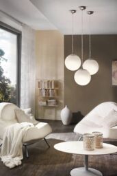 Eglo Rondo Glass & Metal 1 Light Ceiling Pendant in White - thumbnail 3