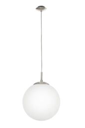 Eglo Rondo Glass & Metal 1 Light Ceiling Pendant in White - thumbnail 1