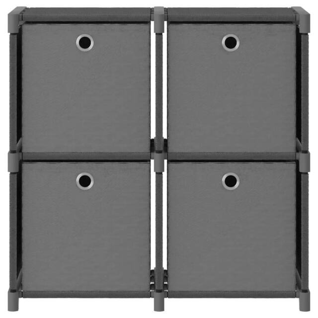 Berkfield Home 4-Cube Display Shelf with Boxes Grey 69x30x72.5 cm Fabric - image 1