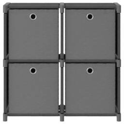 Berkfield Home 4-Cube Display Shelf with Boxes Grey 69x30x72.5 cm Fabric