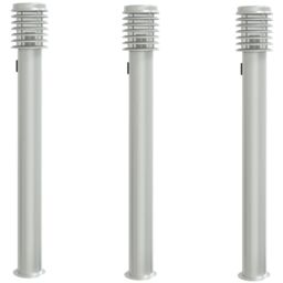 Berkfield Home Outdoor Floor Lamps with Outlet 3pcs Silver 110cm Stainless Steel - thumbnail 2