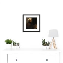 Artery8 Rembrandt Zelfportret Als De Apostel Paulus 8X8 Inch Square Wooden Framed Wall Art Print Picture with Mount in Black - thumbnail 2