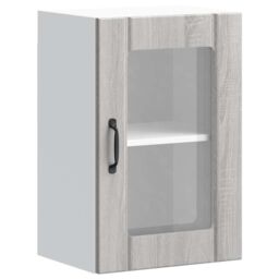 Berkfield Home Kitchen Wall Cabinet with Glass Door Lucca Grey Sonoma - thumbnail 2