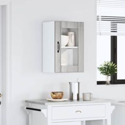 Berkfield Home Kitchen Wall Cabinet with Glass Door Lucca Grey Sonoma - thumbnail 3