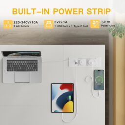 BEXEVUE L-Shaped Computer Gaming Desk with Power Outlets 100×70/120x70cm in White - Size: 120 cm x 70 cm - thumbnail 4