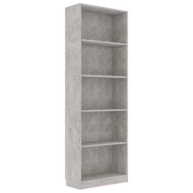 Berkfield Home 5-Tier Book Cabinet Concrete Grey 60x24x175 cm Engineered Wood - Size: 60 x 24 x 175 cm - image 1