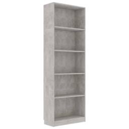 Berkfield Home 5-Tier Book Cabinet Concrete Grey 60x24x175 cm Engineered Wood - Size: 60 x 24 x 175 cm - thumbnail 1