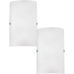 Loops 2 PACK Wall Light Colour Satin Nickel Shade White Satinized Glass E14 1x60W in Metallics