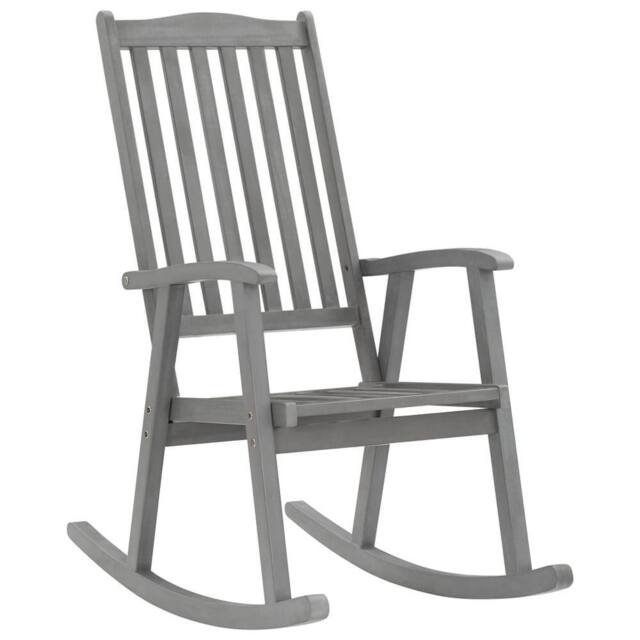 Berkfield Home Rocking Chair Grey Solid Acacia Wood - image 1