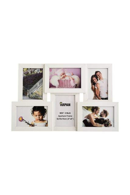 Arpan Photo Frames with Collage Multiple for 6 Photos/Pictures in 4 x 6 Inches Wooden, MDF Wall Mounting Frame in White - image 1