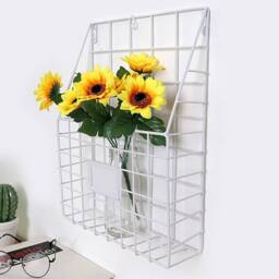 SPETLEK Simple Wire Magazine Newspaper Basket Wall 2x White - Size: Large - thumbnail 2