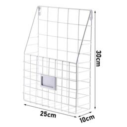 SPETLEK Simple Wire Magazine Newspaper Basket Wall 2x White - Size: Large - thumbnail 4