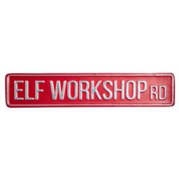 Samuel Alexander 50cm Red Metal Christmas Elf Workshop Road Sign Hanging Decoration - thumbnail 8