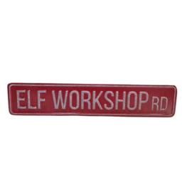 Samuel Alexander 50cm Red Metal Christmas Elf Workshop Road Sign Hanging Decoration - thumbnail 3