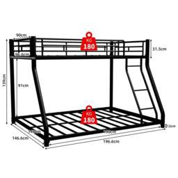 Direct Wicker Single Metal Bunk Bed with Ladder & Guardrails for Adults & Kids in Black - thumbnail 2