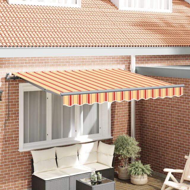 Berkfield Home Retractable Awning Manual Yellow / Orange / White Anthracite - image 1