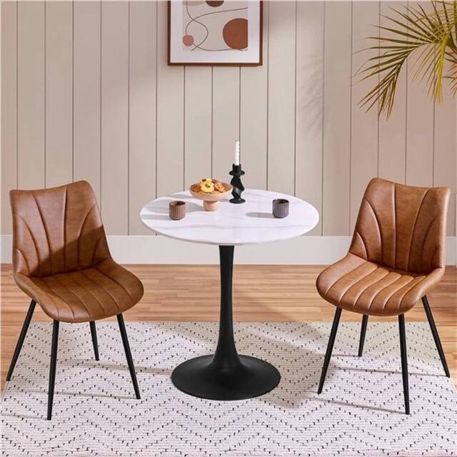 EONLION Retro Brown 2pcs Modern Upholstered Dining Chairs - Size: 100 cm - image 1