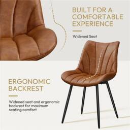EONLION Retro Brown 2pcs Modern Upholstered Dining Chairs - Size: 100 cm - thumbnail 4
