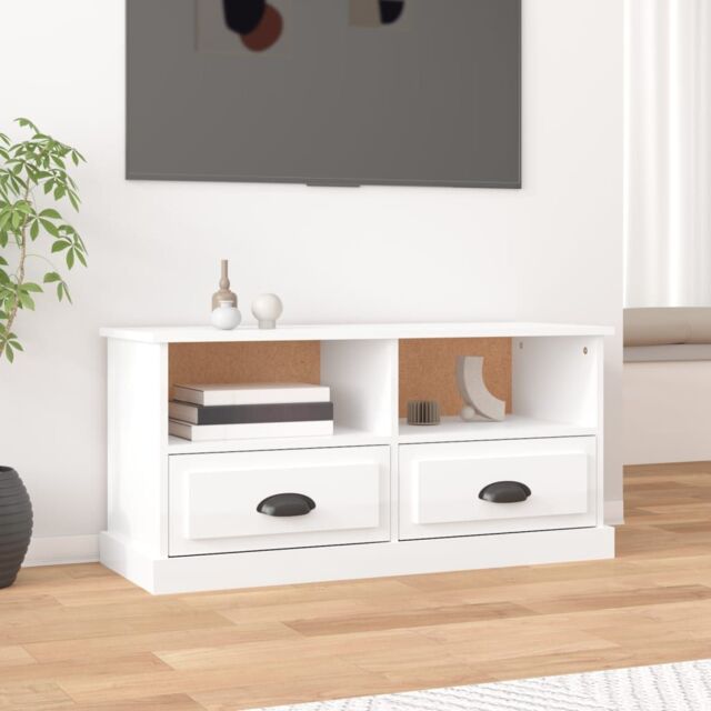 Berkfield Home TV Cabinet High Gloss White 93x35.5x45 cm Engineered Wood - image 1