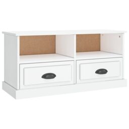 Berkfield Home TV Cabinet High Gloss White 93x35.5x45 cm Engineered Wood - thumbnail 2