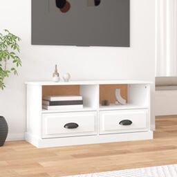 Berkfield Home TV Cabinet High Gloss White 93x35.5x45 cm Engineered Wood - thumbnail 1