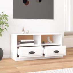 Berkfield Home TV Cabinet High Gloss White 93x35.5x45 cm Engineered Wood - thumbnail 3