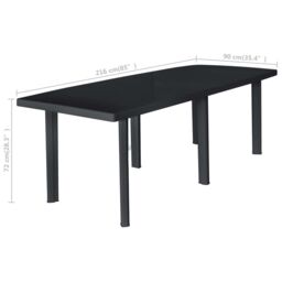 Berkfield Home Garden Table Anthracite 216x90x72 cm Plastic in Black - Size: 216 x 90 x 72 cm - thumbnail 5