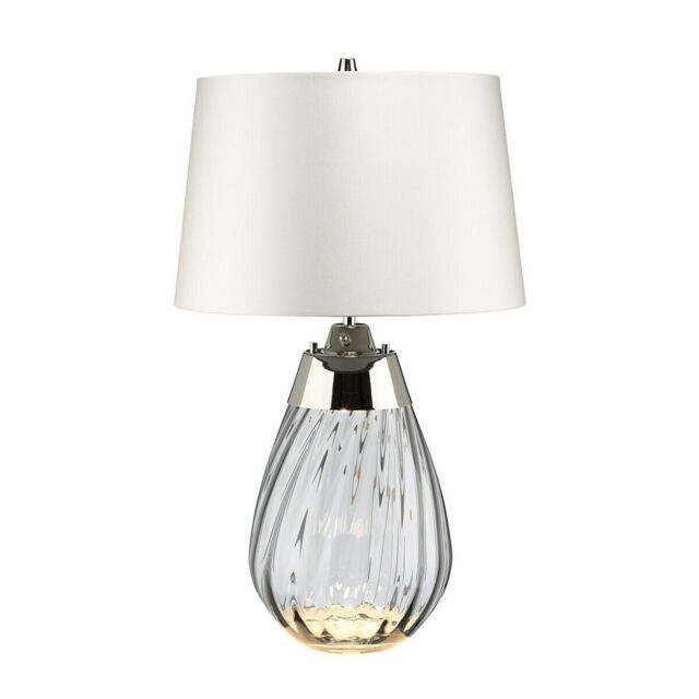 Loops Table Lamp Off-White Shade & Smoke tinted Glass LED E27 60W d01891 in White
