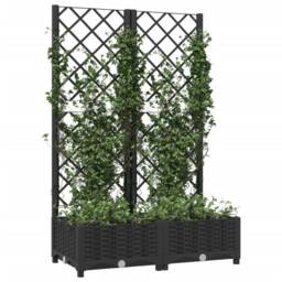 Berkfield Home Beautiful Garden Planter with Trellis Black 80x40x121.5 cm PP - thumbnail 1